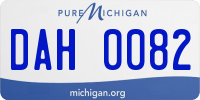 MI license plate DAH0082