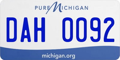 MI license plate DAH0092