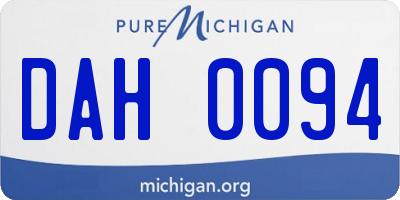 MI license plate DAH0094