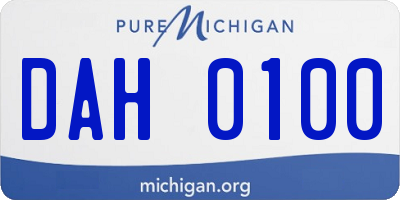 MI license plate DAH0100