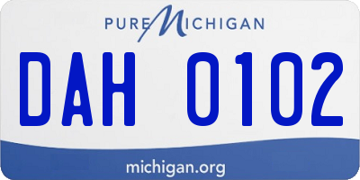 MI license plate DAH0102