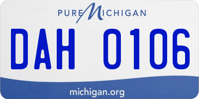 MI license plate DAH0106