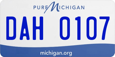 MI license plate DAH0107