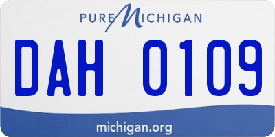 MI license plate DAH0109