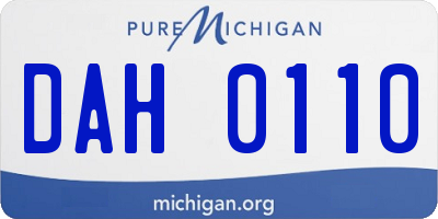 MI license plate DAH0110