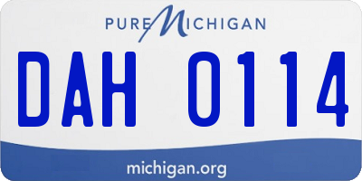 MI license plate DAH0114