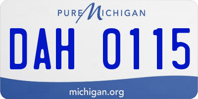 MI license plate DAH0115