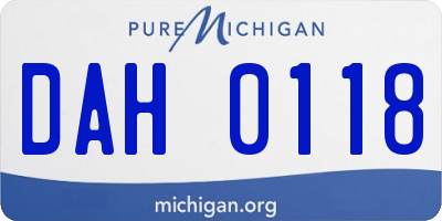 MI license plate DAH0118