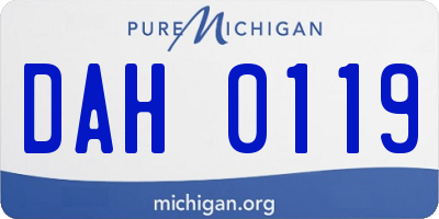 MI license plate DAH0119