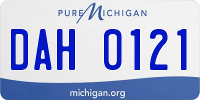 MI license plate DAH0121