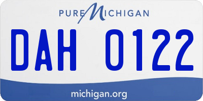 MI license plate DAH0122