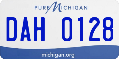 MI license plate DAH0128