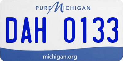 MI license plate DAH0133