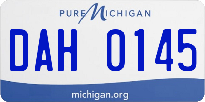 MI license plate DAH0145