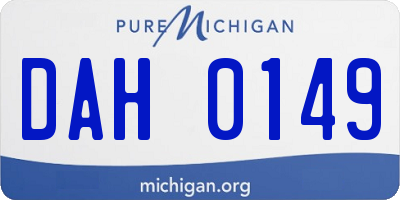 MI license plate DAH0149