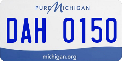 MI license plate DAH0150