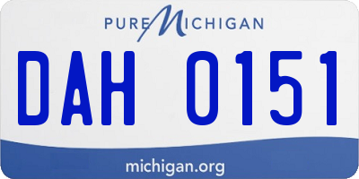 MI license plate DAH0151