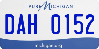 MI license plate DAH0152