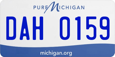 MI license plate DAH0159
