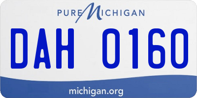 MI license plate DAH0160