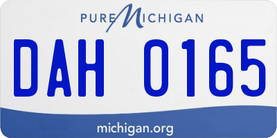 MI license plate DAH0165