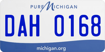 MI license plate DAH0168