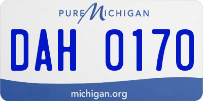MI license plate DAH0170