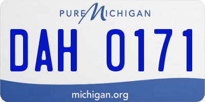 MI license plate DAH0171