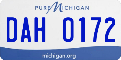 MI license plate DAH0172