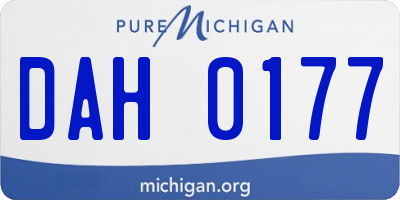 MI license plate DAH0177