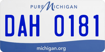 MI license plate DAH0181