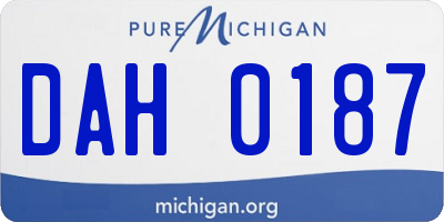 MI license plate DAH0187
