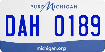 MI license plate DAH0189