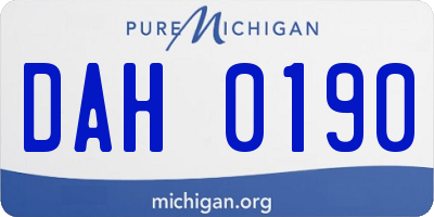 MI license plate DAH0190