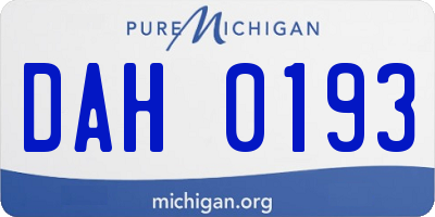 MI license plate DAH0193