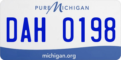 MI license plate DAH0198