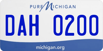 MI license plate DAH0200