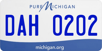 MI license plate DAH0202