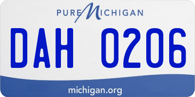 MI license plate DAH0206