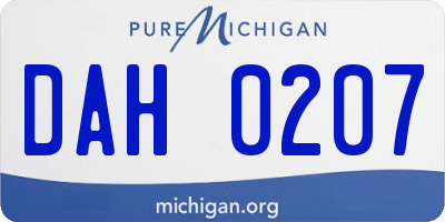 MI license plate DAH0207
