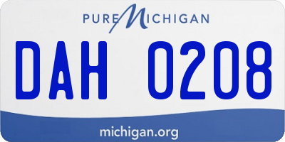 MI license plate DAH0208