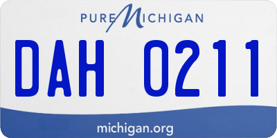 MI license plate DAH0211