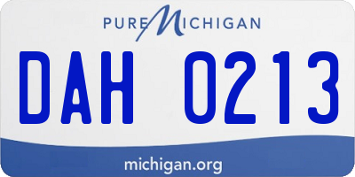 MI license plate DAH0213
