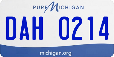 MI license plate DAH0214