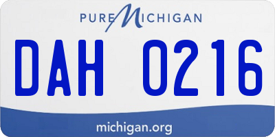MI license plate DAH0216