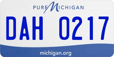MI license plate DAH0217