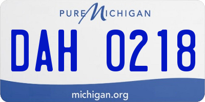 MI license plate DAH0218