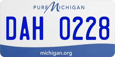 MI license plate DAH0228