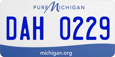 MI license plate DAH0229