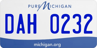 MI license plate DAH0232